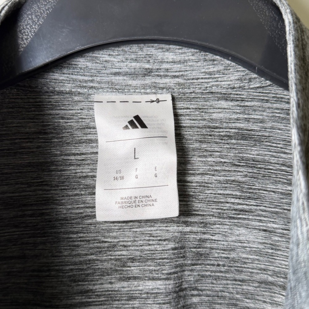 Adidas Womens Gray Heathered Space Dye Quarter Zip Pullover Long Sleeve Top L - Picture 2 of 2